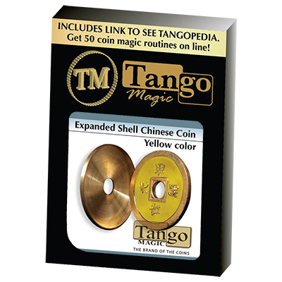 Expanded Shell Chinese Coin made in Brass, Yellow by Tango Magic