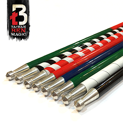Vanishing Cane, Metal /, Red & White by Handsome Criss and Taiwan Ben Magic