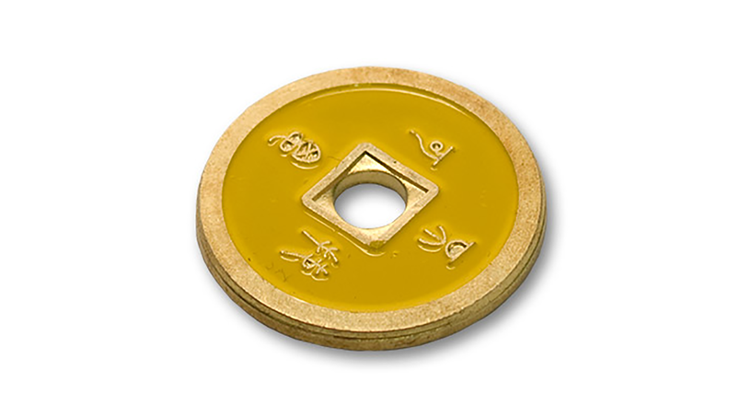 Dollar Size Chinese Coin, Black and Yellow by Tango (CH035)