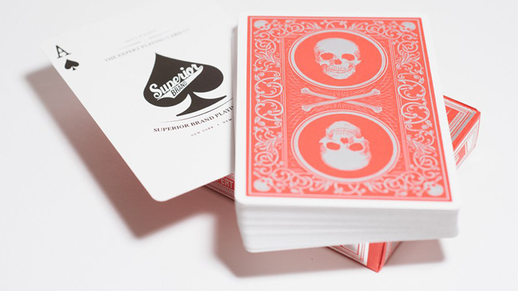 Superior Skull & Bones V2, Red/Silver Playing Cards by Expert Card Magic Co.