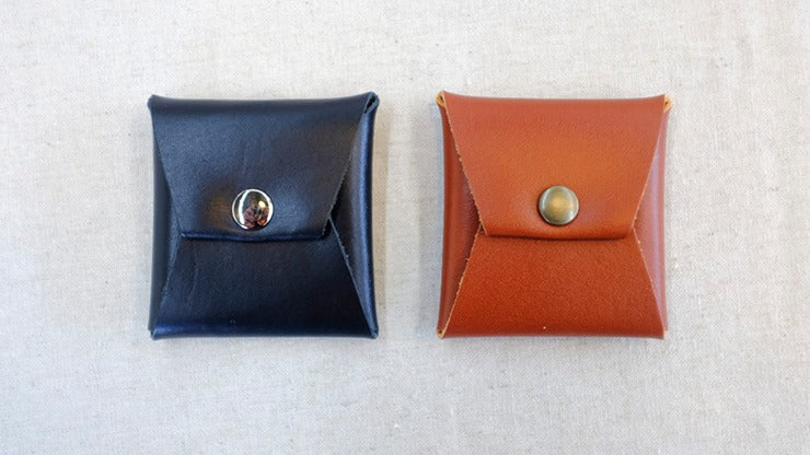 Square Coin case, Black Leather by Gentle Magic