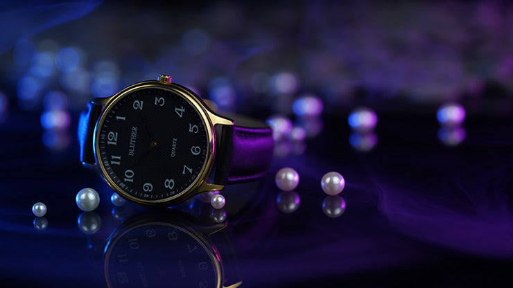 Infinity Watch V3 - Gold Case Black Dial / STD Version, Gimmick and Online Instructions by Bluether Magic