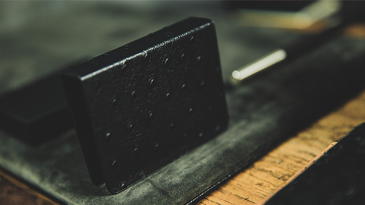 Ostrich Grain Leather Clip, Black/Blue by TCC