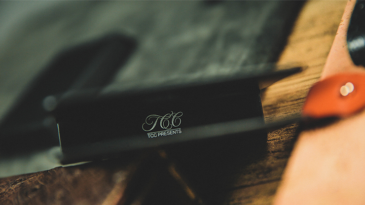 Ostrich Grain Leather Clip, Black/Blue by TCC