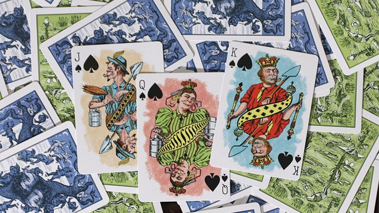 Limited Edition Hustling Joe, Frog Back Green Box Playing Cards