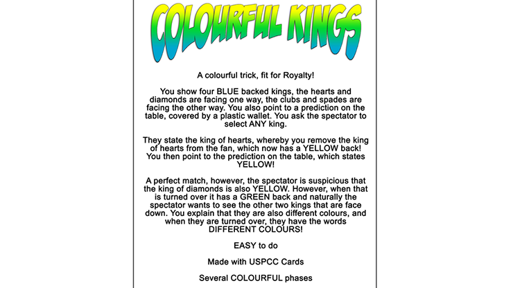 Colorful Kings, Gimmick and Online Instructions by Vinny Sagoo