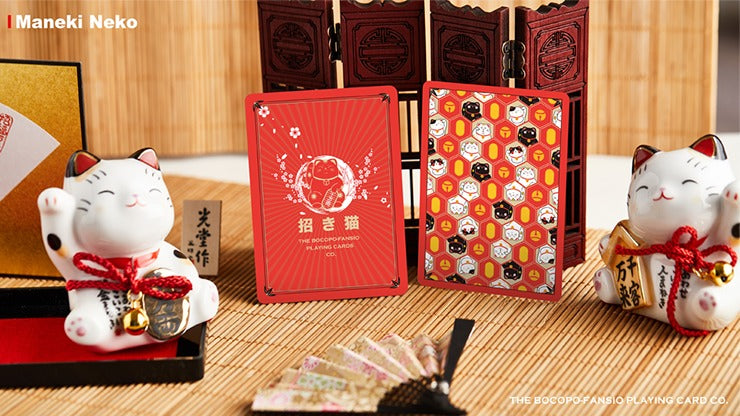 Bicycle Maneki Neko, Red Playing Cards by Bocopo