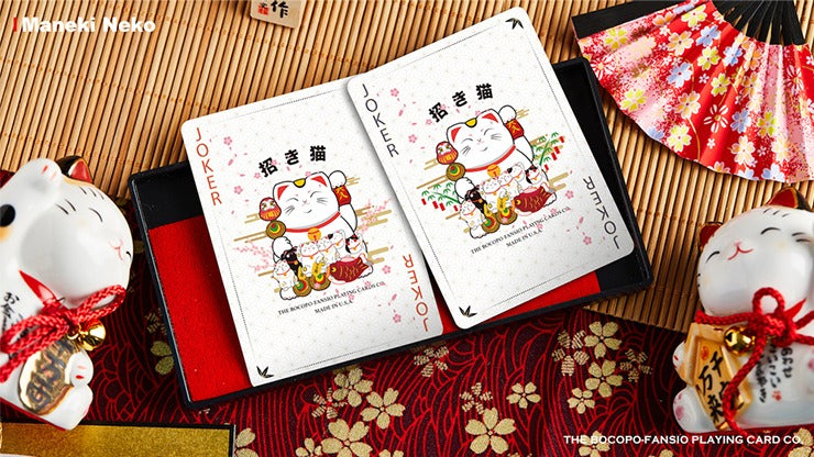Bicycle Maneki Neko, Red Playing Cards by Bocopo