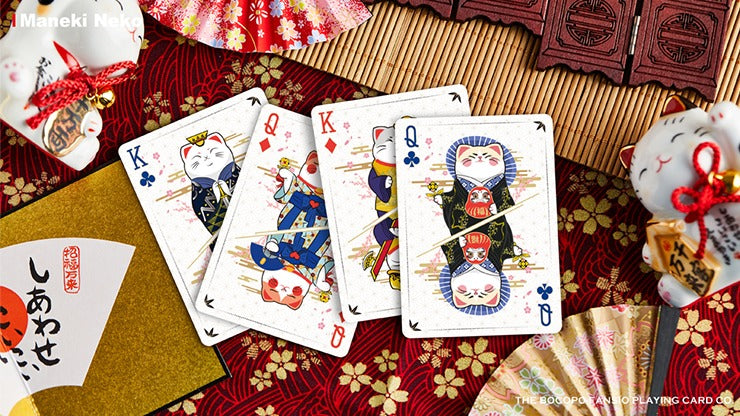 Bicycle Maneki Neko, Red Playing Cards by Bocopo