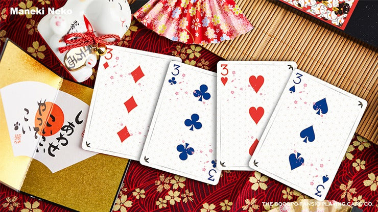 Bicycle Maneki Neko, Red Playing Cards by Bocopo