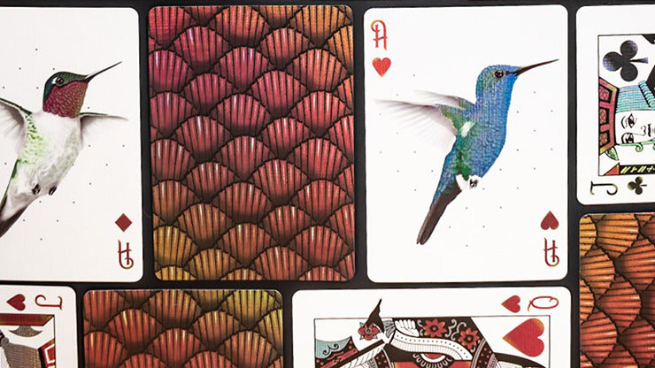 Marvelous Hummingbird Feathers, Red Playing Cards by Kellar