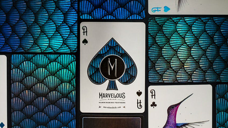 Marvelous Hummingbird Feathers, Blue Playing Cards by Kellar