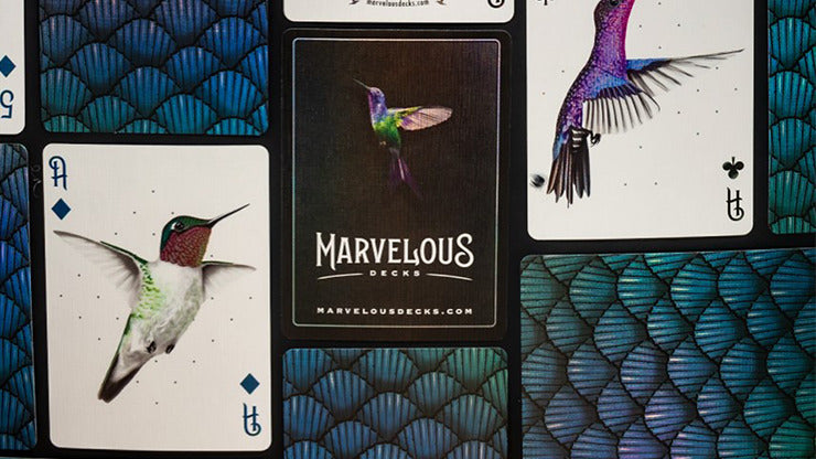 Marvelous Hummingbird Feathers, Blue Playing Cards by Kellar