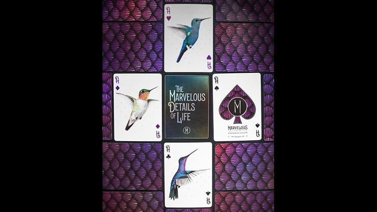 Marvelous Hummingbird Feathers, Purple Playing Cards by Kellar