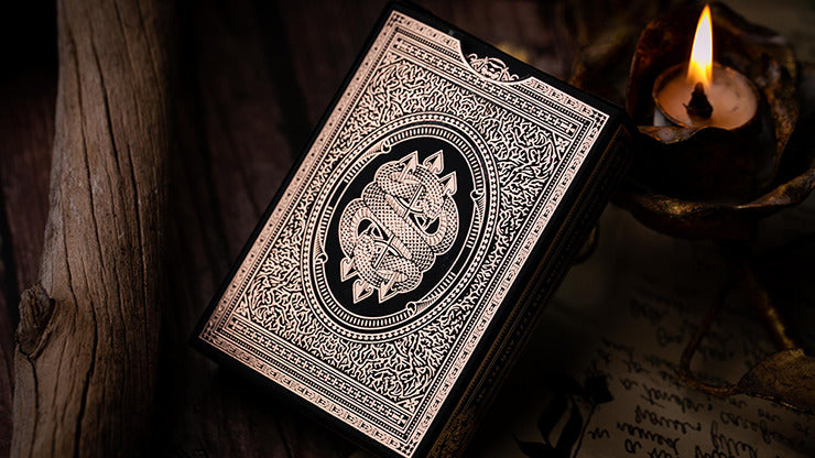 Devil';s in the Details Rose Gold Playing Cards in Leather Pouch