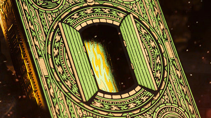 Sacred Fire, Emerald Flare Playing Cards by Riffle Shuffle