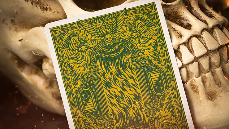 Sacred Fire, Emerald Flare Playing Cards by Riffle Shuffle