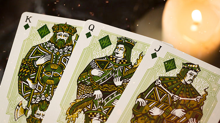 Sacred Fire, Emerald Flare Playing Cards by Riffle Shuffle