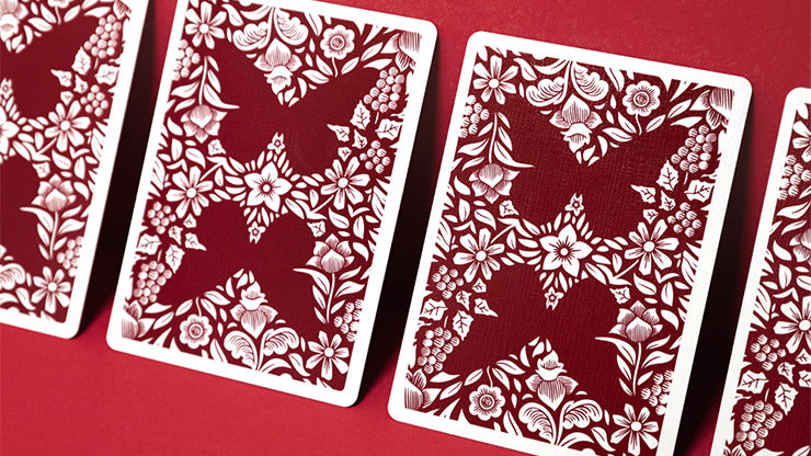 Butterfly Worker Marked Playing Cards, Red by Ondrej Psenicka