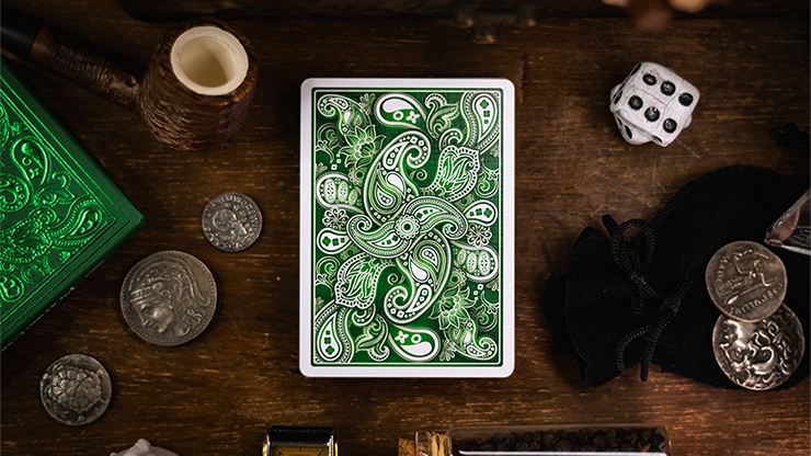 Emerald Wonder, Green Gilded Playing Cards
