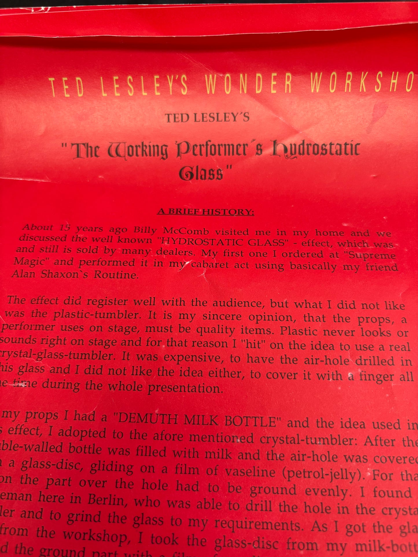 Hydrostatic Glass -Ted Lesley original