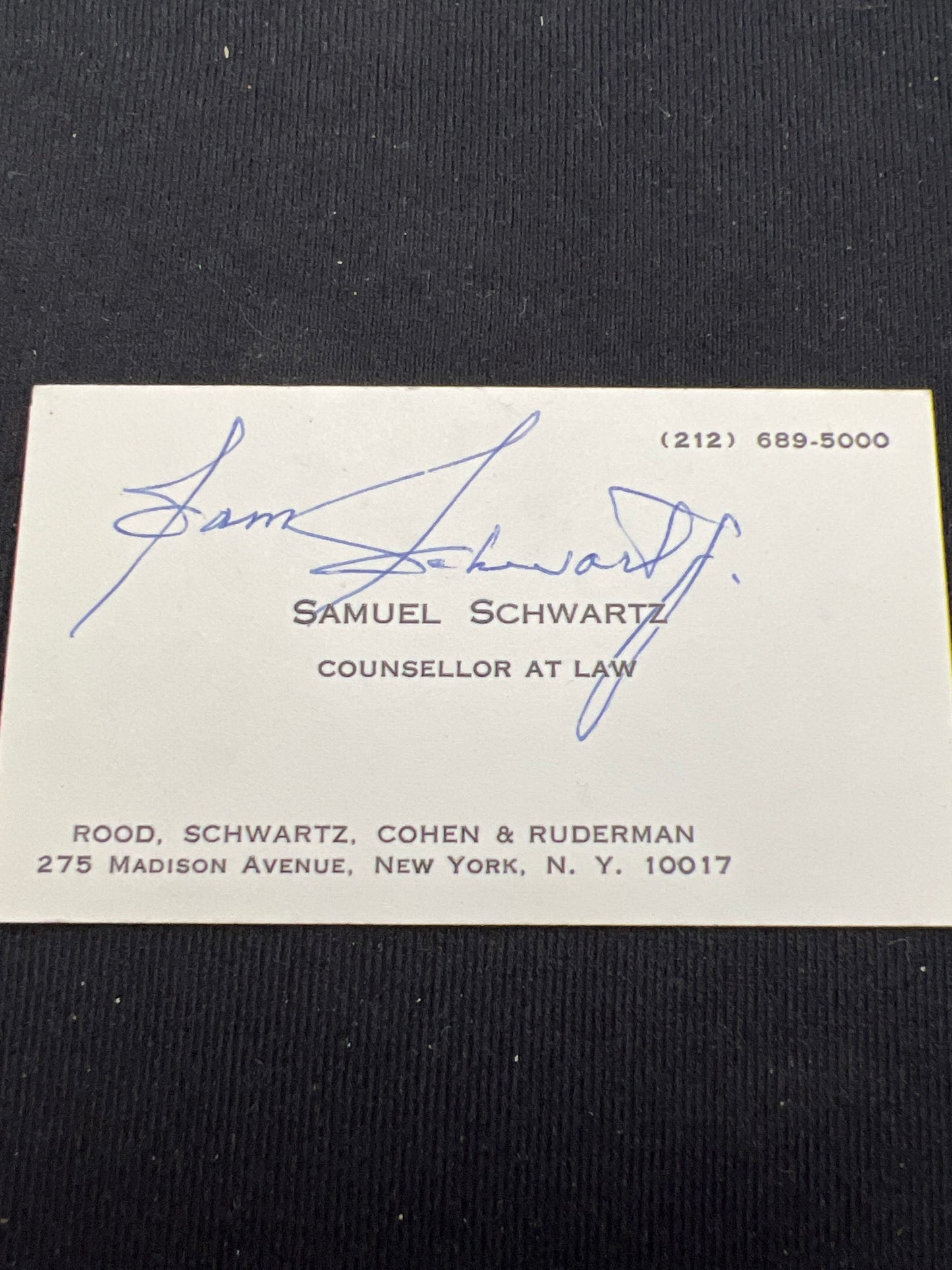 Samuel Schwartz card