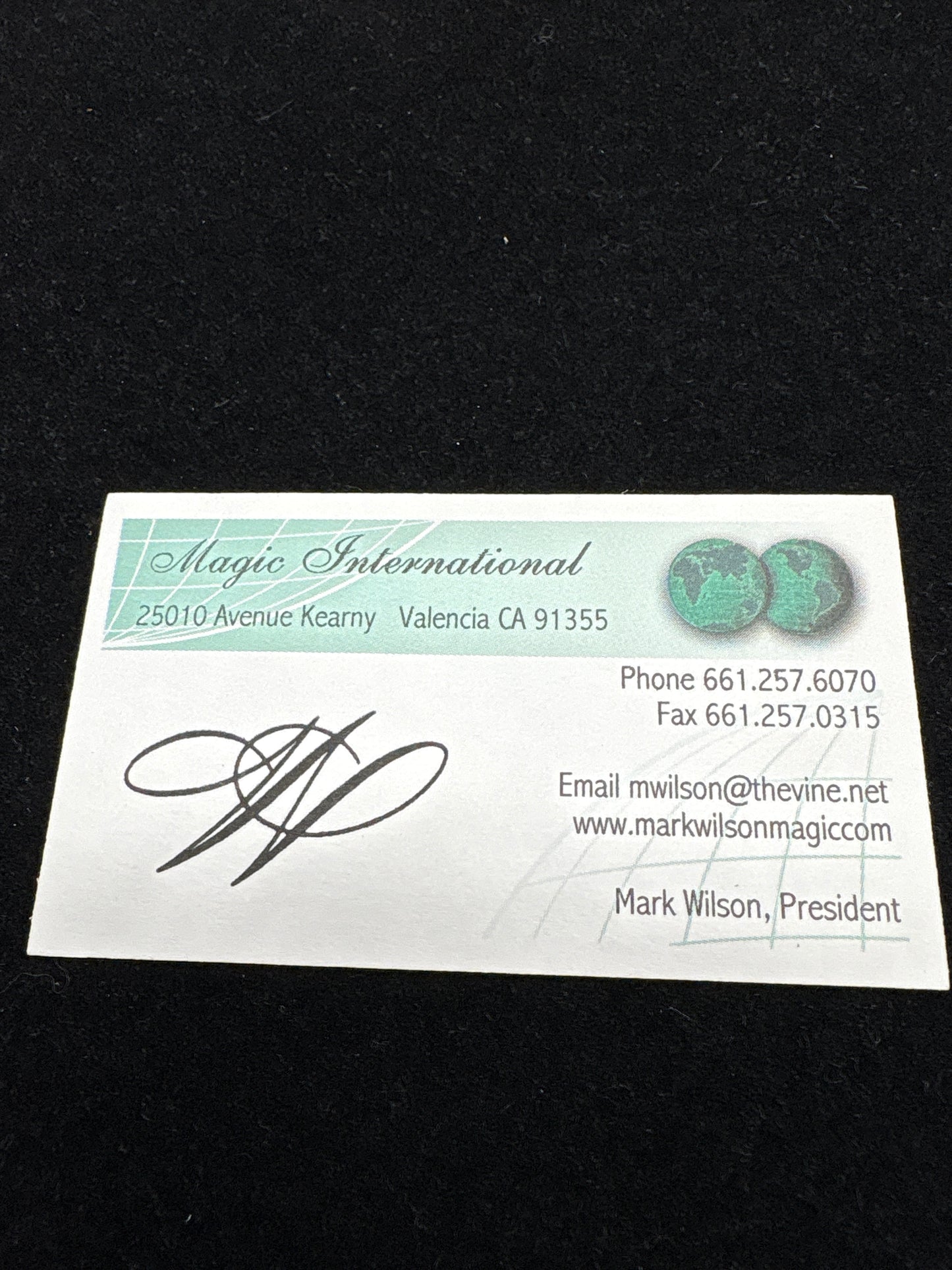 Mark Wilson business card
