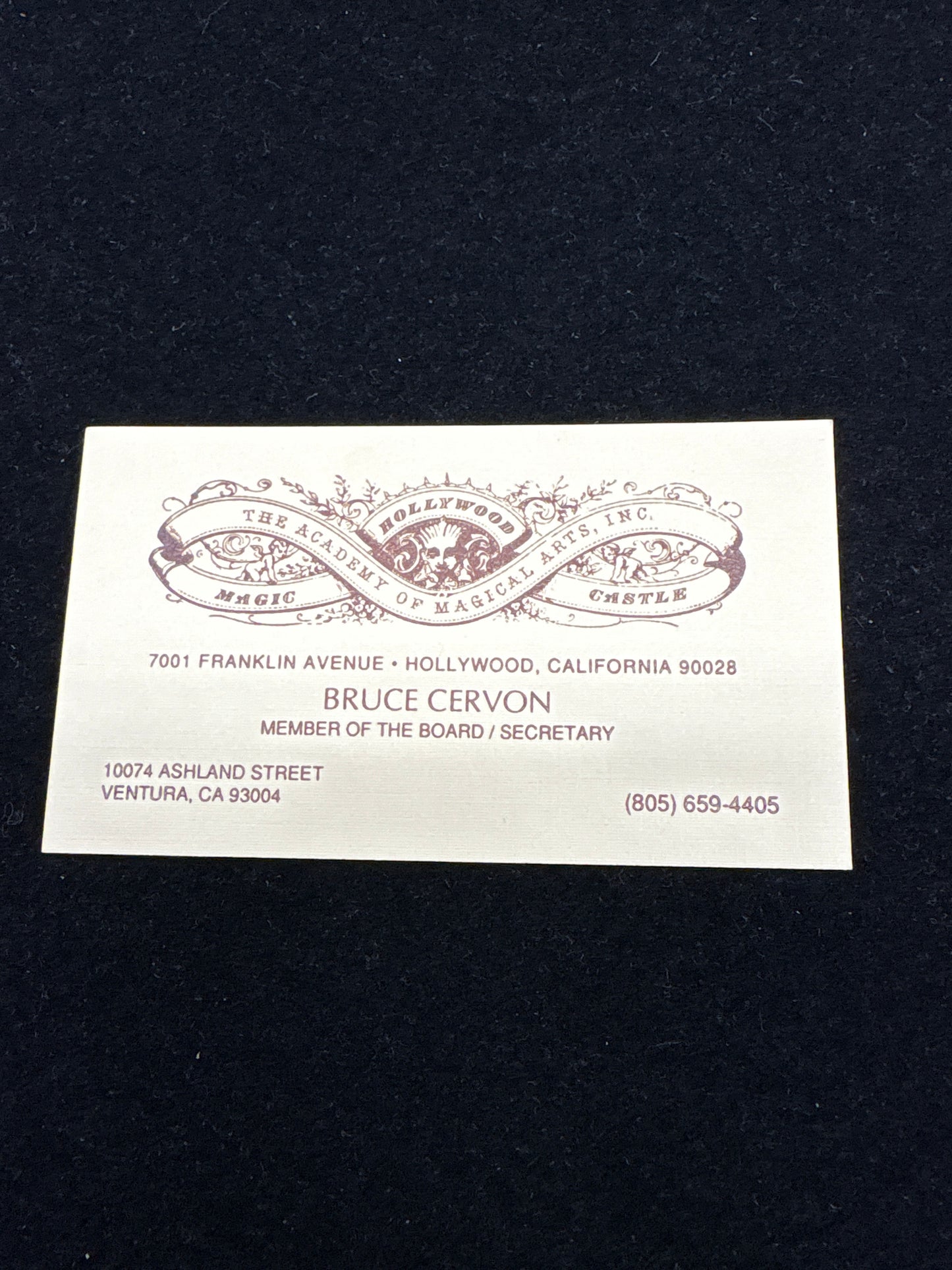 Bruce Cervon Magic Castle Card