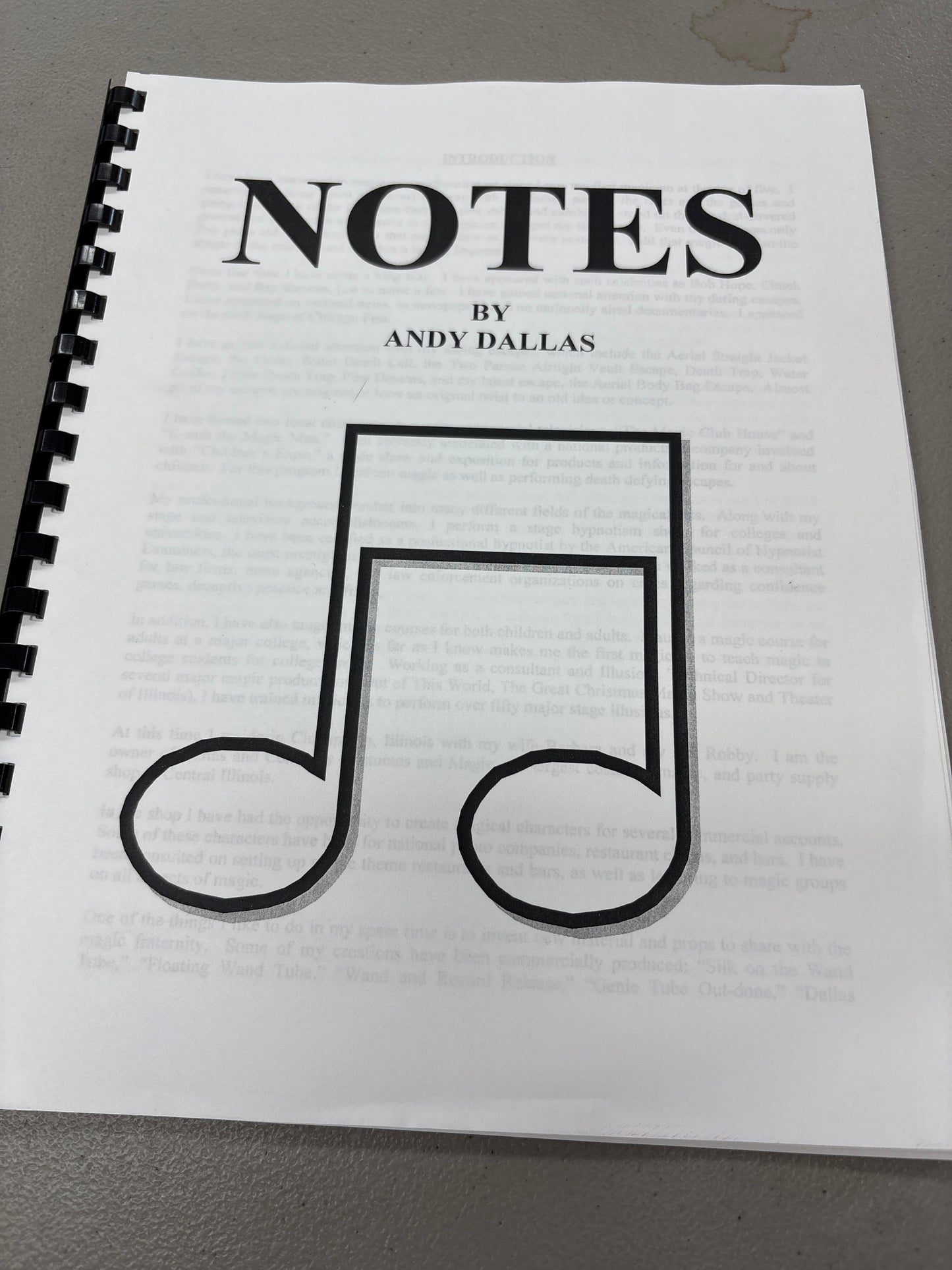 Notes by Andy Dallas
