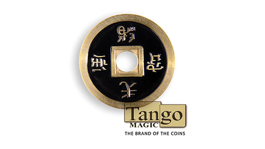 Dollar Size Chinese Coin, Black and Yellow by Tango (CH035)