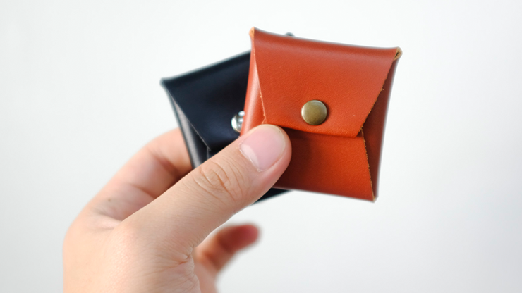Square Coin case, Brown Leather by Gentle Magic
