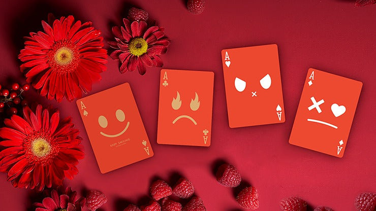 Keep Smiling Red V2 Playing Cards by Bocopo