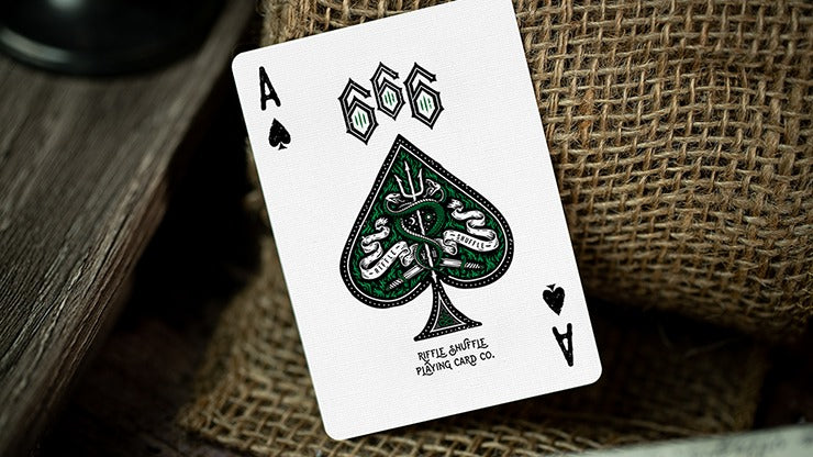 666 Green Playing Cards by Riffle Shuffle