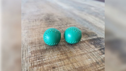 Chop Cup Balls Green Leather, Set of 2 by Leo Smetsers