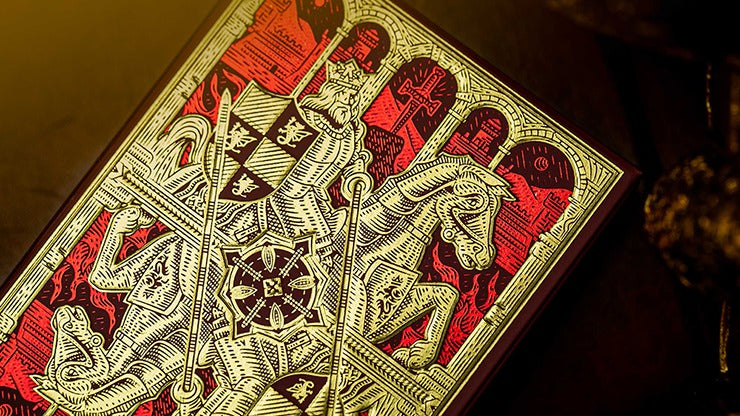 King Arthur, Carmine Cavalier Playing Cards by Riffle Shuffle
