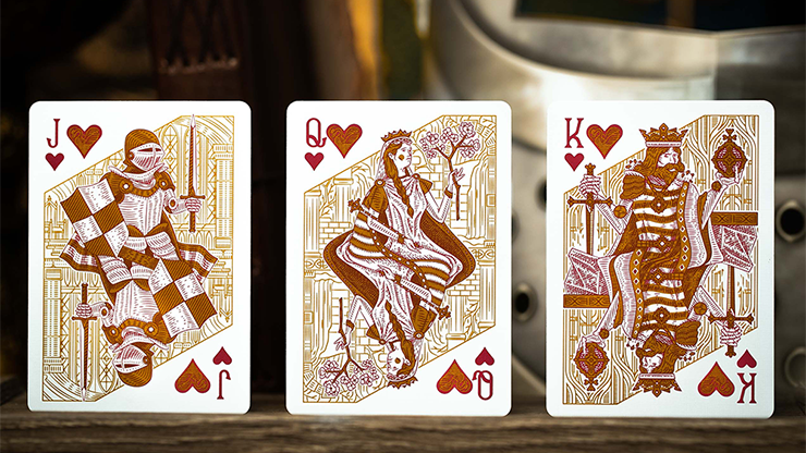 King Arthur, Carmine Cavalier Playing Cards by Riffle Shuffle