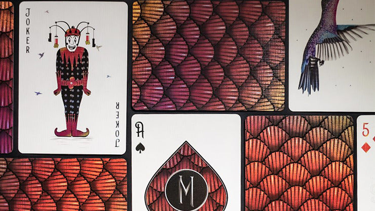 Marvelous Hummingbird Feathers, Red Playing Cards by Kellar