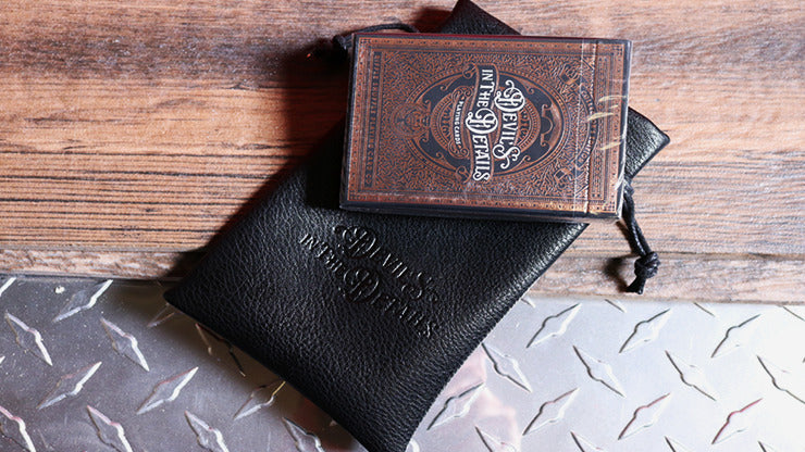 Devil';s in the Details Rose Gold Playing Cards in Leather Pouch