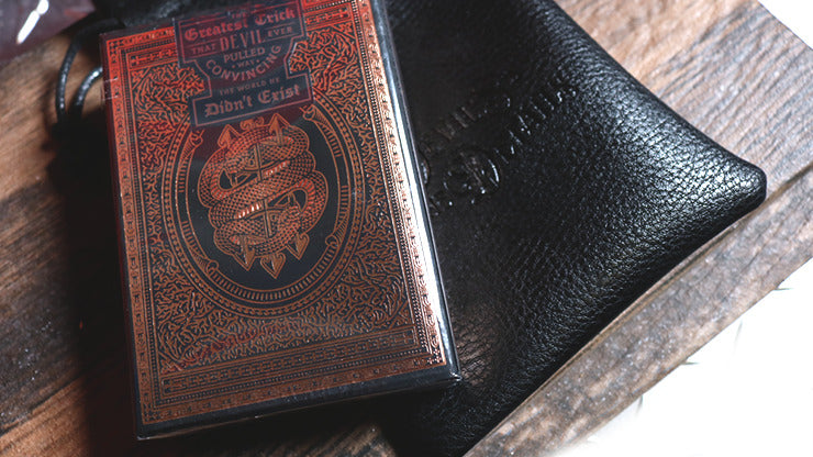Devil';s in the Details Rose Gold Playing Cards in Leather Pouch