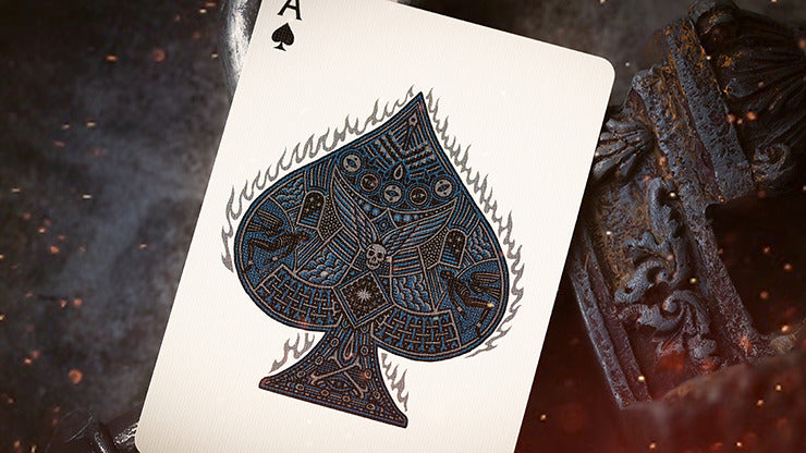Sacred Fire, Sapphire Blaze Playing Cards by Riffle Shuffle