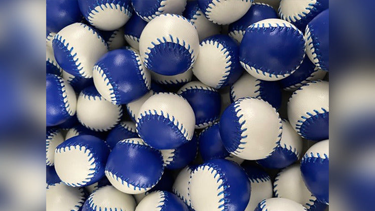 Set of 4 Leather Balls for Cups and Balls, Blue and White by Leo Smetsers