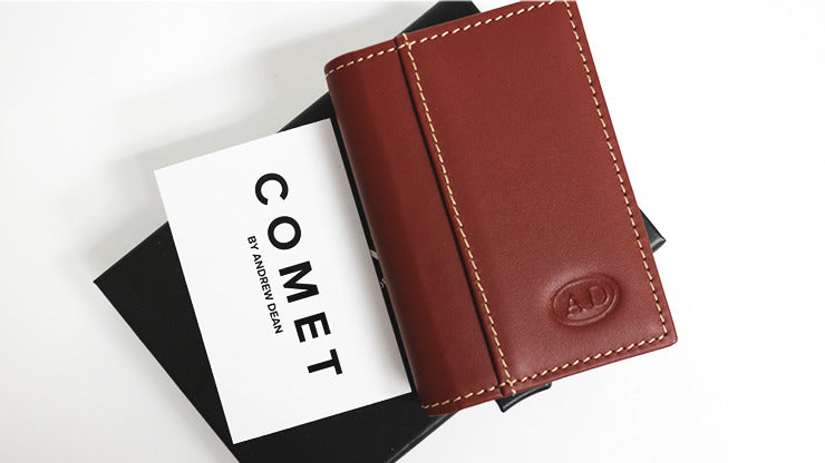 Comet Brown Leather Gold Shell, Gimmicks and Online Instruction by Andrew Dean