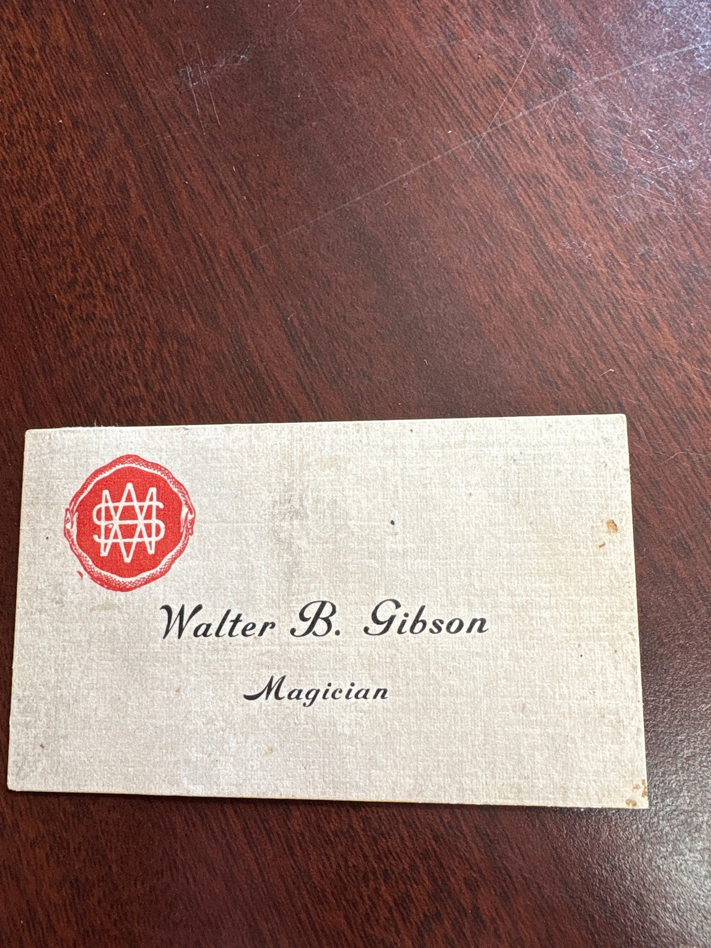 Walter B Gibson Magic business card