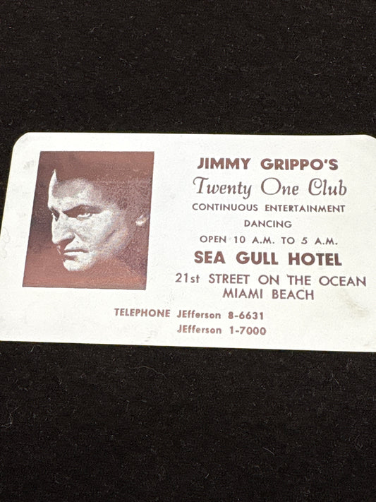 Jimmy Grippo’s Twenty One Club card