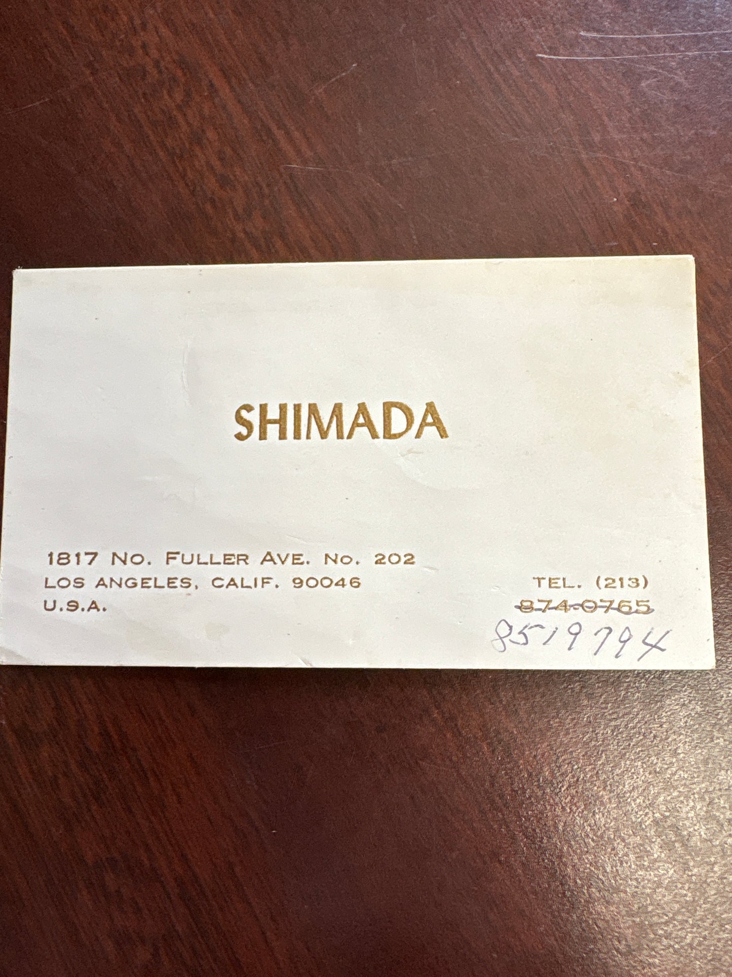Shimada Magic business card